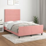 Maison Chic Posteljni okvir - Dvoposteljna postelja - Zakonska postelja z vzglavjem roza 120x200 cm žamet-J16287, (21769619) | Shoptok.si