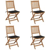 The Living Store Zložljivi vrtni stoli 4 kosi z blazinami trden akacijev les - Vrtni Stol, (21477403) | Shoptok.si