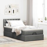 vidaXL Otomanski posteljni okvir z vzmetnico siv 90x190 cm blago | Shoptok.si