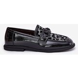 VINCEZA Leather Patent Moccasins With Mesh Black 31931 | ePonuda.com