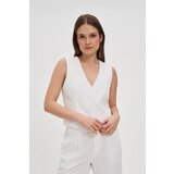 Marisse White Linen Vest u