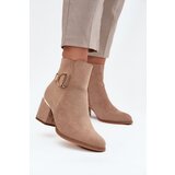 Boto Insulated Women's Ankle Boots on Heels with Gold Elements Beige Ambrine | shoptok.hr
