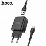 Hoco pametni hišni polnilec N2 z USB vtičem in s polnilnim kablom Micro USB 2,1A - črn Cene