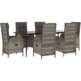 7-dijelni vrtni blagovaonski set crno-sivi od poliratana | shoptok.hr