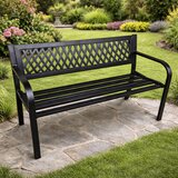  Vrtna kovinska klop s naslonom 120 cm - črna | Shoptok.si