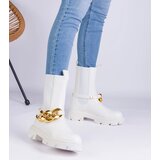 Gemre Florisenda white ankle boots decorated with a chunky chain | Shoptok.si