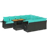  Vrtna garnitura - 11-dijelni set vrtnih sofa od poliratana s jastucima crni - Crna 1 | shoptok.hr