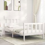 The Living Store Posteljni okvir z vzglavjem bel 90x200 cm trden les - Posteljni Okvir, (21527544) | Shoptok.si