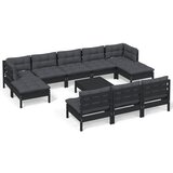 The Living Store Vrtna sedežna garnitura 11-delna z blazinami črna borovina - Vrtna Sedežna Garnitura, (21460204) | Shoptok.si
