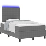  Postelja s podnožjem z vzmetnico in LED lučjo temno siva majhna dvojna žametna tkanina, (22083419) | Shoptok.si