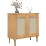 vidaXL Komoda SENJA smeđa izgled ratana 80x35x80 cm masivna borovina | shoptok.hr