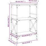  Regal za knjige 3 razine siva boja hrasta 59x35x90 5 cm drveni | shoptok.hr