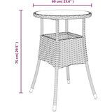 Vrtna miza Ø60x75 cm kaljeno steklo in poli ratan bež, (20665573) | Shoptok.si