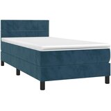 Box spring krevet s madracem tamnoplavi 90x200 cm baršunasti | shoptok.hr