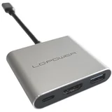USB-C hab, USB-A, USB-C (PD 100W), 1x HDMI do 4k UHD, sivi