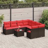 Set sofe s jastukom 9 pcs Smeđa i crvena poliratan | shoptok.hr