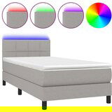 Box spring postelja z vzmetnico LED sv. siva 100x200 cm blago, (20727105) | Shoptok.si