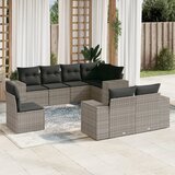 vidaXL 8-dijelni set vrtnih sofa od poliratana s jastucima sivi | shoptok.hr