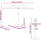  Vrtni dežnik Bordeaux rdeča 385 x 209 x 244 cm Poliester, (5000160791) | Shoptok.si