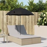 Maison Chic Dvojni Ležalnik - Sončna ležalnik z blazinami in senčnikom bež poli ratan, (22042745) | Shoptok.si