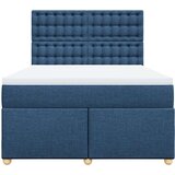 vidaXL Box spring postelja z vzmetnico modra 140x190 cm blago, (21307298) | Shoptok.si