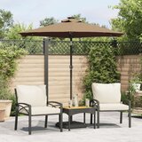 vidaXL Vrtni suncobran s čeličnom šipkom LED smeđesivi 225x225x212 cm Cijene