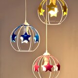  Dečiji luster na sajli STARS 3xE27/15W/230V plava/ružičasta/žuta | Eponuda.com