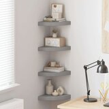  Plutajuće kutne police 4 kom sive 25 x 25 x 3,8 cm MDF | shoptok.hr