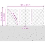 vidaXL Ograja iz verige s 7 flanged stebrički 1x10 m Galvanizirano jeklo | Shoptok.si