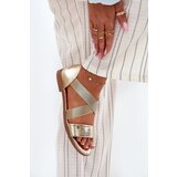 EVENTO Womens flat sandals with elastic straps gold Marinea | Shoptok.si