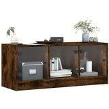 TV omarica s steklenimi vrati dimljeni hrast 102x37x42 cm | Shoptok.si