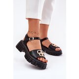 VINCEZA Women's Leather Sandals With Gold Detail | shoptok.hr
