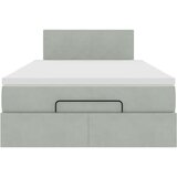 vidaXL Otomanski posteljni okvir z vzmetnico siv 120x200 cm žamet | Shoptok.si