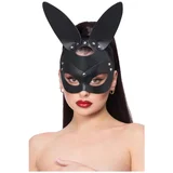 mock leather rabbit mask black