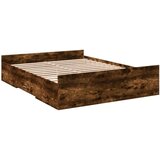 vidaXL Posteljni okvir s predali dimljen hrast 150x200 cm inž. les | Shoptok.si