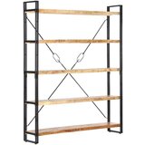vidaXL knjižna omara 5-nadstropna 140x30x180 cm trden mangov les | Shoptok.si