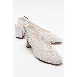LuviShoes LOPA Women's White Knitted Heeled Shoes cene