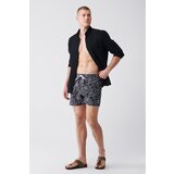 Avva Men's Black Quick Dry Printed Standard Size Swimwear Marine Shorts Cene