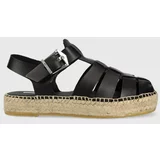 Karl Lagerfeld Kožne sandale KAMINI STACK za žene, boja: crna, s platformom, KL80295