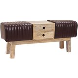  Klupa 110 x 30 x 45 cm Prava koža Tamno smeđa Slike