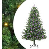 vidaXL Umjetna predsvetljena božićna jelka s kompletom kroglica Zelena | Shoptok.si