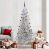 vidaXL Božićno drvce s 300 LED svjetlima s stalakom Srebrno 210 cm PET | shoptok.hr
