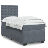 vidaXL Box spring postelja z vzmetnico temno siva 90x200 cm žamet Cene
