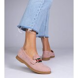 Gemre Pink eco-suede loafers with a gold ornament Daliana | Shoptok.si
