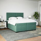 vidaXL Box spring postelja z vzmetnico temno zelena 200x200 cm žamet, (21305776) | Shoptok.si