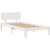  Knjižna postelja brez vzmetnice bela 75x190 cm trdna borovina | Shoptok.si