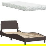 vidaXL Postelja z vzmetnico temno rjava 90x190 cm blago | Shoptok.si