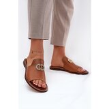 Zazoo Elegant Women's Leather Slippers With Decoration 3008 Camel | shoptok.hr