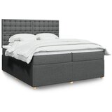 vidaXL Box spring postelja z vzmetnico temno siva 200x200 cm blago | Shoptok.si