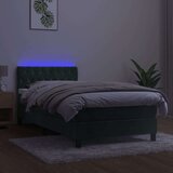  Box spring postelja z vzmetnico LED tem. zelena 90x200 cm žamet, (20930133) | Shoptok.si
